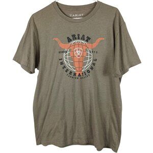 Ariat Internation Longhorn Southwestern Graphic T Shirt Mens Size Large Green